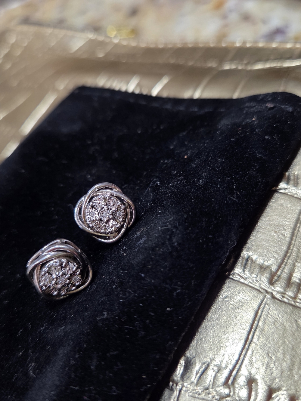 Kay Jewelers Elegant Silver-Tone Pave Stud Earrings - Women Accessories
